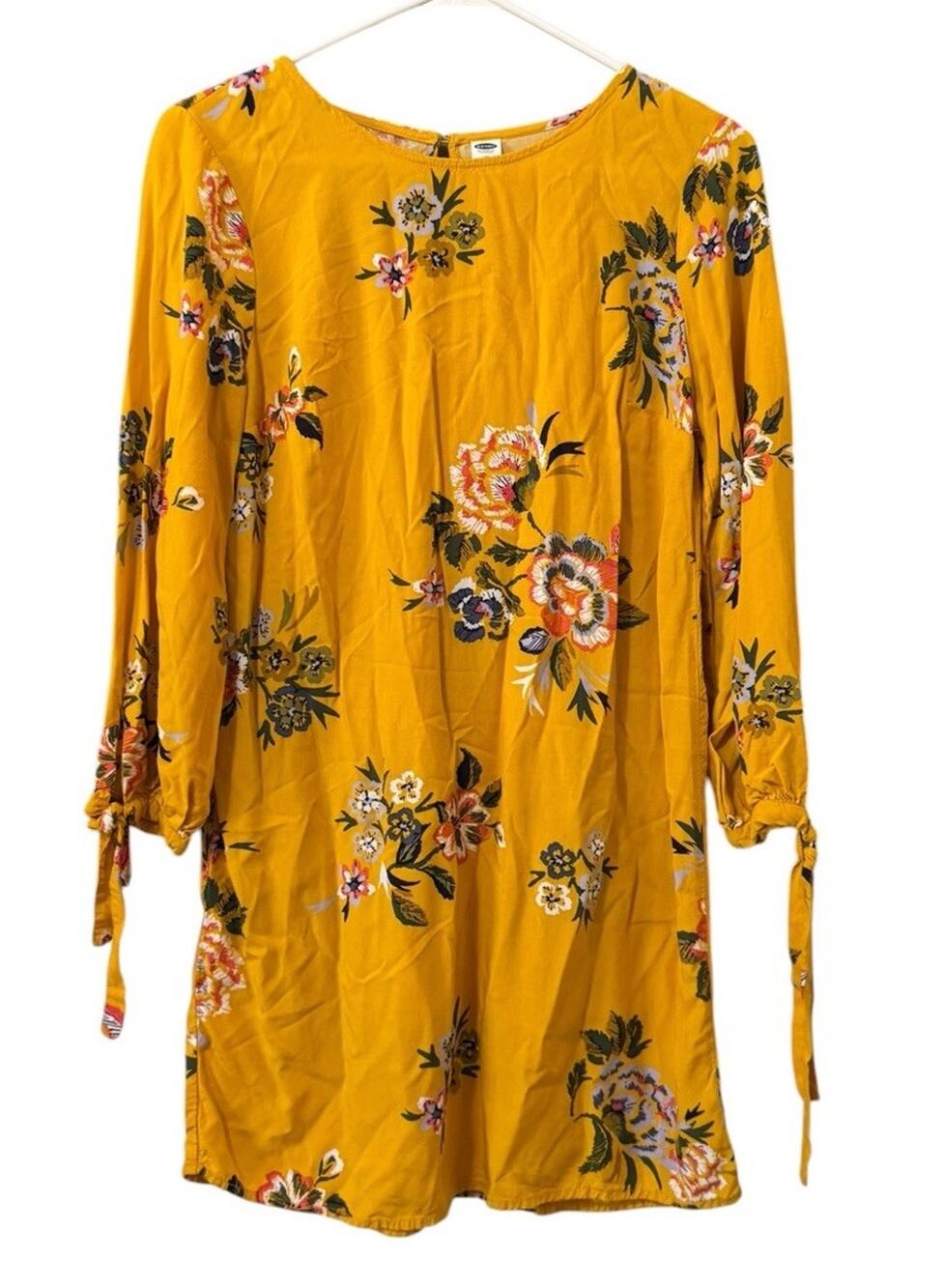 Old Navy Woman Size XS Floral Dress Long Tie Sleeve‎ Cottagecore Modern Summer